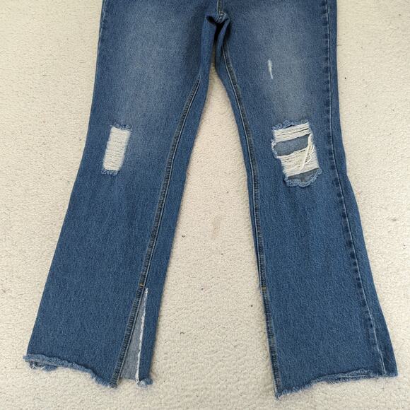 Avec Les Filles Distressed High-rise Jeans Boot Cut Women's 29 Rigid Split Hem - Picture 4 of 8